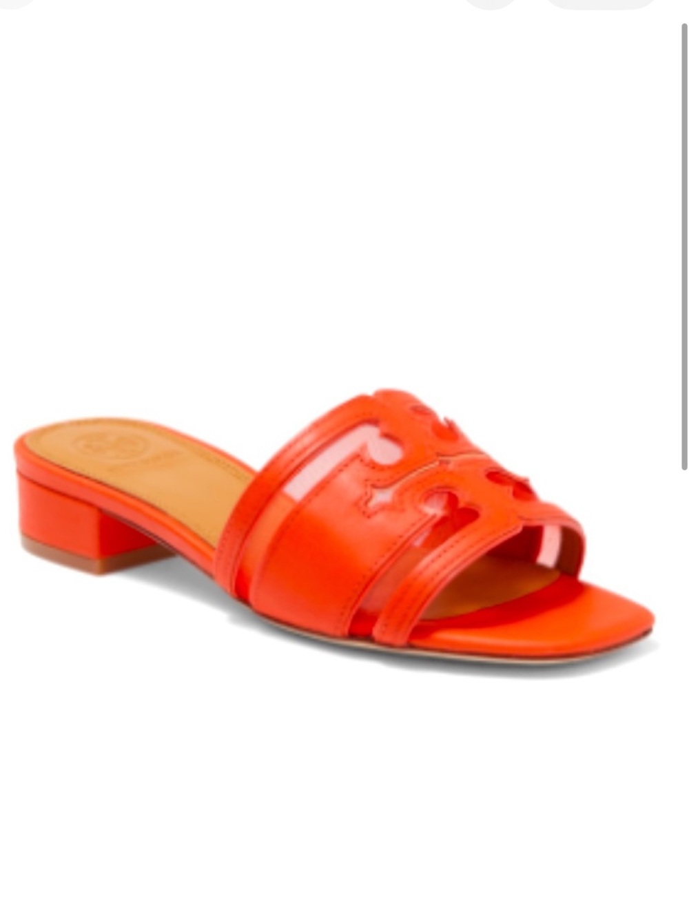 Tory Burch Orange Patent Leather Logo Slide